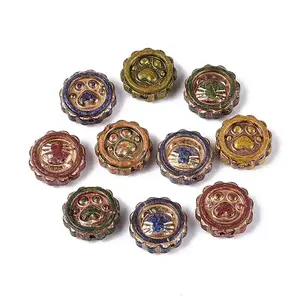 Picasso Baking Paint & Golden Metal Enlaced Glass Beads