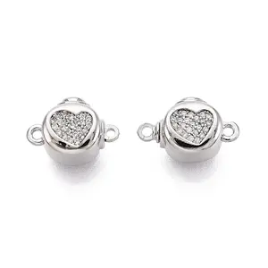 Brass Micro Pave Clear Cubic Zirconia Box Clasps