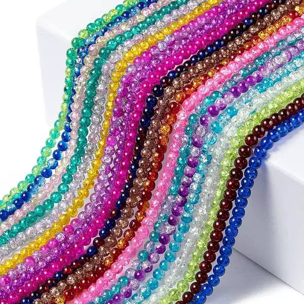20 Colors Spray Painted Crackle Glass Beads Strands