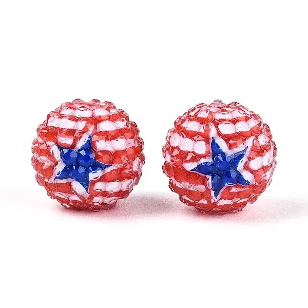 Independence Day Opaque Acrylic Round Beads