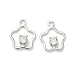 Brass Micro Pave Cubic Zirconia Flower Charms
