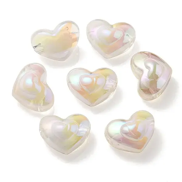 UV Plating Rainbow Iridescent Transparent Acrylic Beads