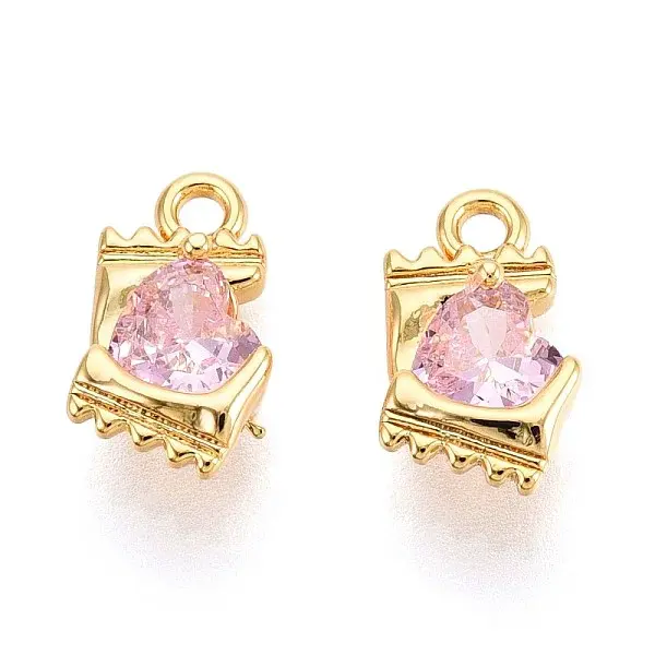 Brass Micro Pave Cubic Zirconia Charms