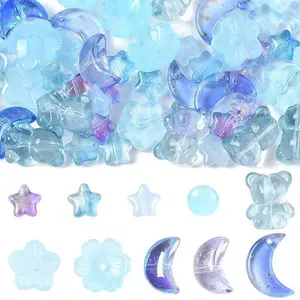 126Pcs 10 Styles Transparent Glass Beads
