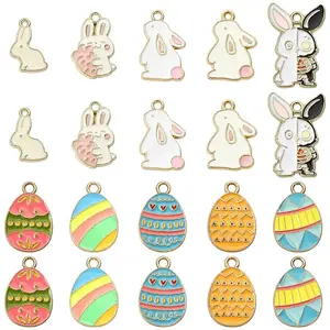 20Pcs 10 Styles Alloy Enamel Pendants