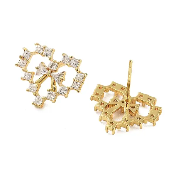 Rack Plating Heart Brass Stud Earrings