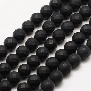 Frosted Natural Black Onyx Bead Strands