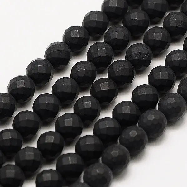 Frosted Natural Black Onyx Bead Strands