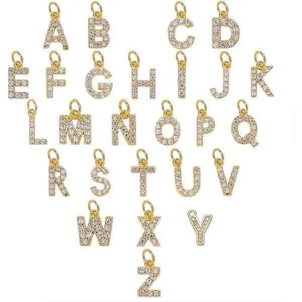 Brass Micro Pave Grade AAA Cubic Zirconia Charms