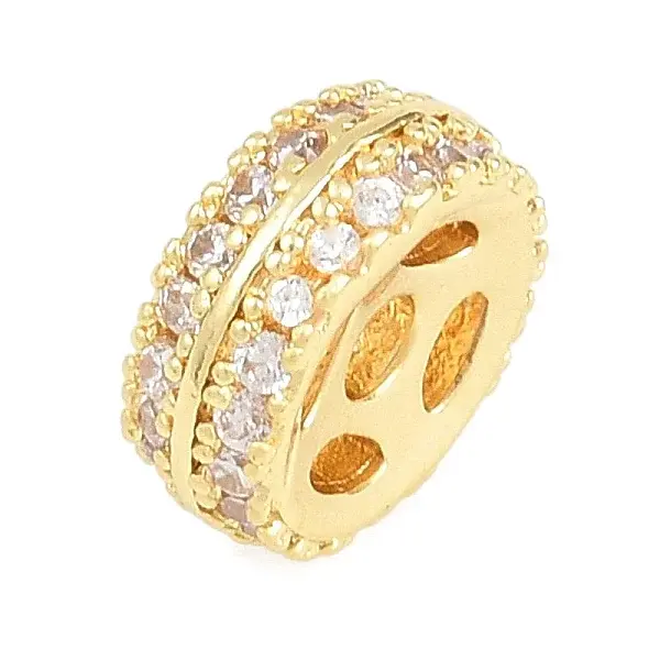 Brass Micro Pave Clear Cubic Zirconia Cubic Zirconia Beads