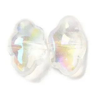 UV Plating Transparent Rainbow Iridescent Acrylic Beads