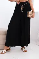 Kesi Włoski Dámske viskózové nohavice so širokými nohavicami čierny