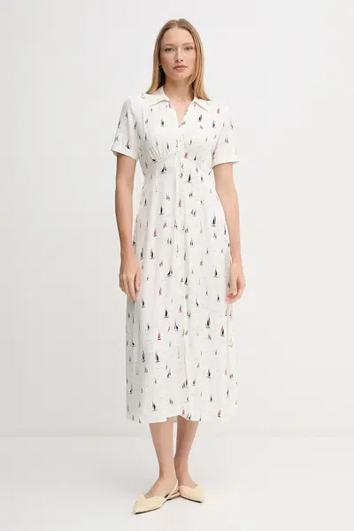 Šaty Tommy Hilfiger béžová barva, midi, WW0WW44668