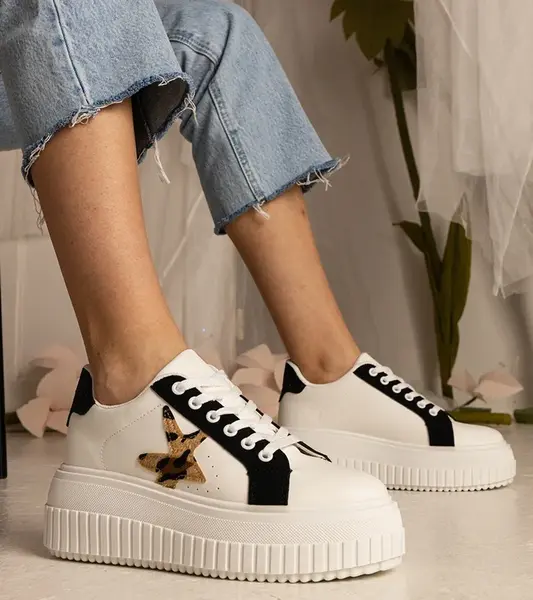 Gemre Čierno-biele tenisky zdobené brokátom a hviezdičkou Taleda