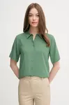 Košile United Colors of Benetton dámská, zelená barva, regular, s klasickým límcem, 5WPWDQ0B1