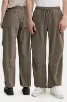 Bavlněné kalhoty Won Hundred zelená barva, široké, high waist, 3544-15154