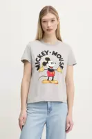 Bavlněné tričko Desigual MICKEY MOUSE šedá barva, 25SWTKAI