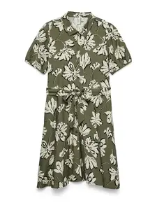 VERO MODA Košeľové šaty  olivová / čierna / biela