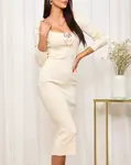 Resti Cream Women's Ribbed Dress
