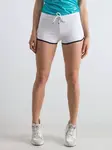 Shorts with piping and text print white