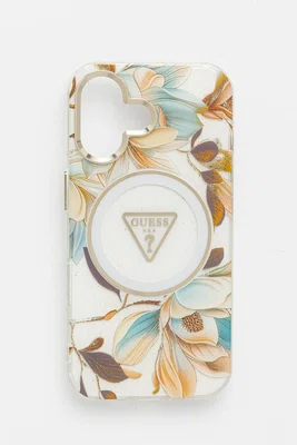 Obal na telefon Guess iPhone 16 bílá barva, GUHMP16SHFLPEDH