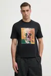 Bavlněné tričko PS Paul Smith černá barva, s potiskem, M2R.220X.PP4703