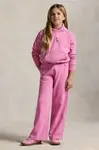 Dětské tepláky Polo Ralph Lauren růžová barva, hladké, 313957843002