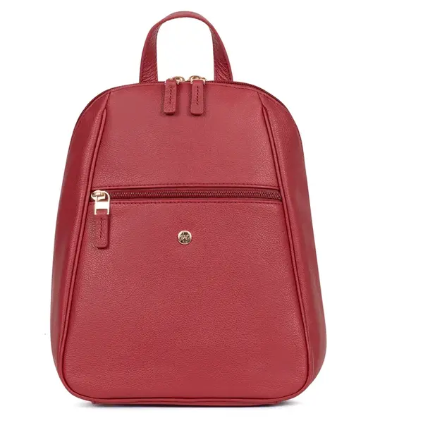Elegantný dámsky kožený batoh Hexagon Luna - tmavo červená