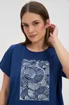 Marisse Navy Blue Cotton Blouse With Print