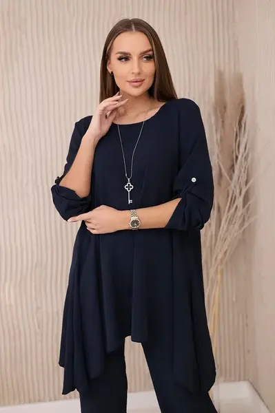 Kesi Włoski Sada halenky + kalhot s přívěskem námořnictvo