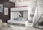 Dětský pokoj Party 16a s volbou barvy dvířek, 2 postele, pozvolné schody Barva korpusu: Bílá, Dveře: Šedá