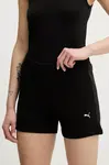 Bavlněné šortky Puma dámské, černá barva, high waist, 685020