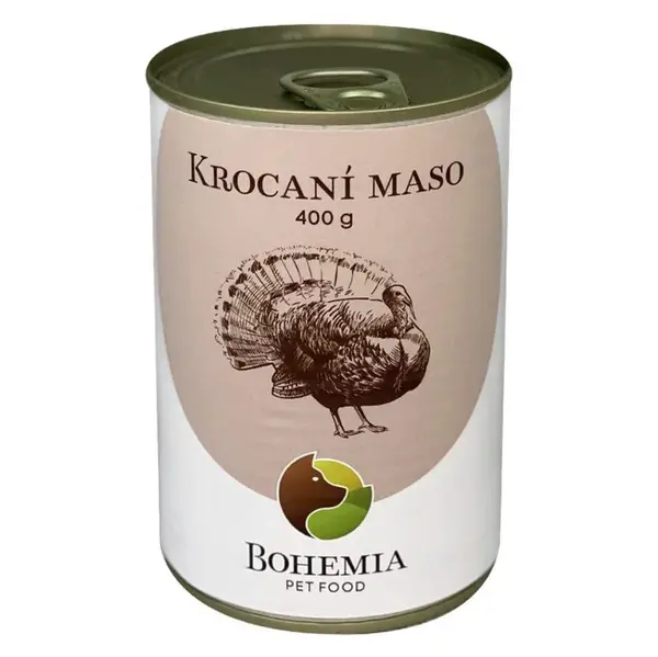 BOHEMIA PET FOOD Konzerva  krocaní maso ve vlastní šťávě pro psy 400 g
