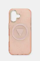 Obal na telefon Guess iPhone 16 růžová barva, GUHMP16SHG4PRTGP