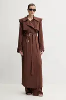 Kabát Versace Jeans Couture dámský, hnědá barva, dvouřadový, 78HAT400 N0433