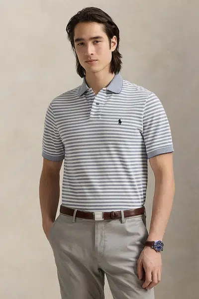 Bavlněné polo tričko Polo Ralph Lauren pánské, modrá barva, 710974596
