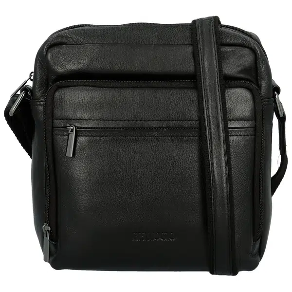 Pánská kožená crossbody taška černá - Bellugio Dagoma
