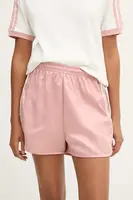 Kraťasy adidas Originals Ruffle Shorts dámské, růžová barva, s aplikací, high waist, KC8818