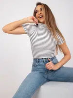 Černobílá halenka s vysokým výstřihem z žebrované bavlny od Amande OCH BELLA