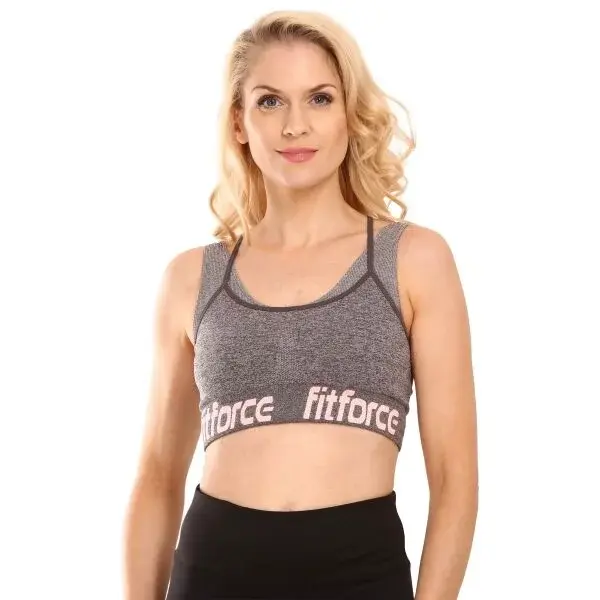 Fitforce BRANHILD Dámská fitness podprsenka, šedá, velikost