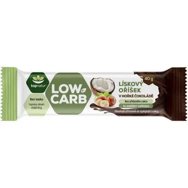 TOPNATUR LOW CARB 40 G LÍSKOVÝ OŘÍŠEK Tyčinka, , velikost 40 G