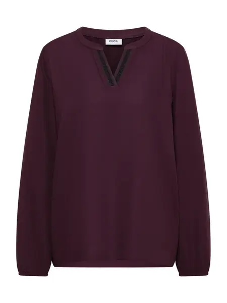 CECIL Blúzka  baklažánová / čierna melírovaná