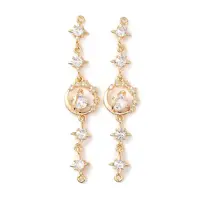 Brass Micro Pave Clear Cubic Zirconia Connector Charms