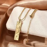 304 Stainless Steel Clear Cubic Zirconia Rectangle Constellation Pendant Necklaces for Women Men