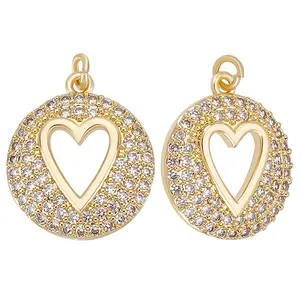 6Pcs Brass Micro Pave Clear Cubic Zirconia Pendants