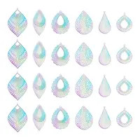 24Pcs 6 Style Spray Painted 430 Stainless Steel Pendants