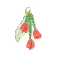 Glass Seed Beaded Magnolia Flower Pendants
