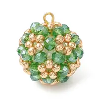 Electroplate Glass & Round Rocailles & Glass Pearl Beaded Pendants