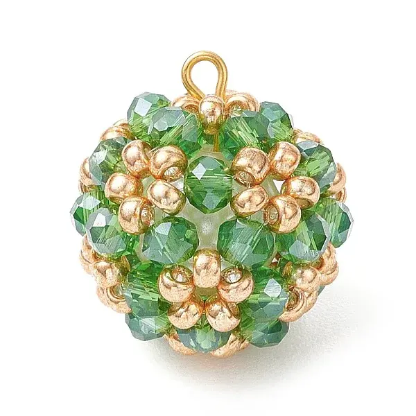 Electroplate Glass & Round Rocailles & Glass Pearl Beaded Pendants