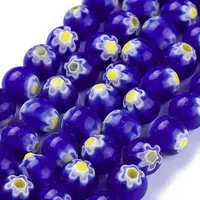 Round Millefiori Glass Beads Strands